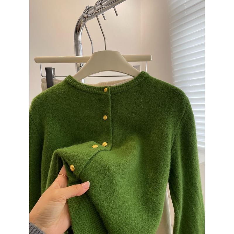 Raccoon Velvet Knitted Cardigan Women's Autumn New Lazy Loose Versatile Crew Neck Short Sweater Jacket Top