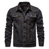 Wiosna Jesień Męskie Jednolite Jeansowe Kurtki Moda Motocyklowe Vintage Jeansowe Kurtki Mężczyźni Slim Fit Bawełniane Codzienne Czarne Niebieskie Płaszcze