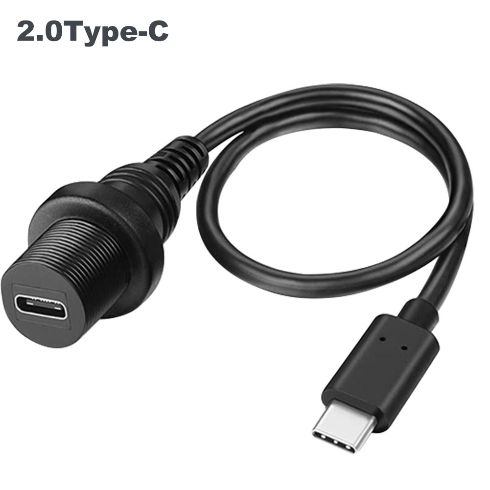 

Type C 3.1/Type C 3.0/Type C 2.0 Flush Mount Cable Male To Female Dashboard Flush Mount Cable 1M 10Gbps for Car Dashboard Panel