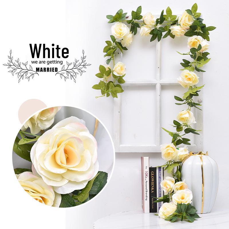 Artificial Rose Vine Ceiling Decor with Rattan for Living Room and AC Pipe Cover