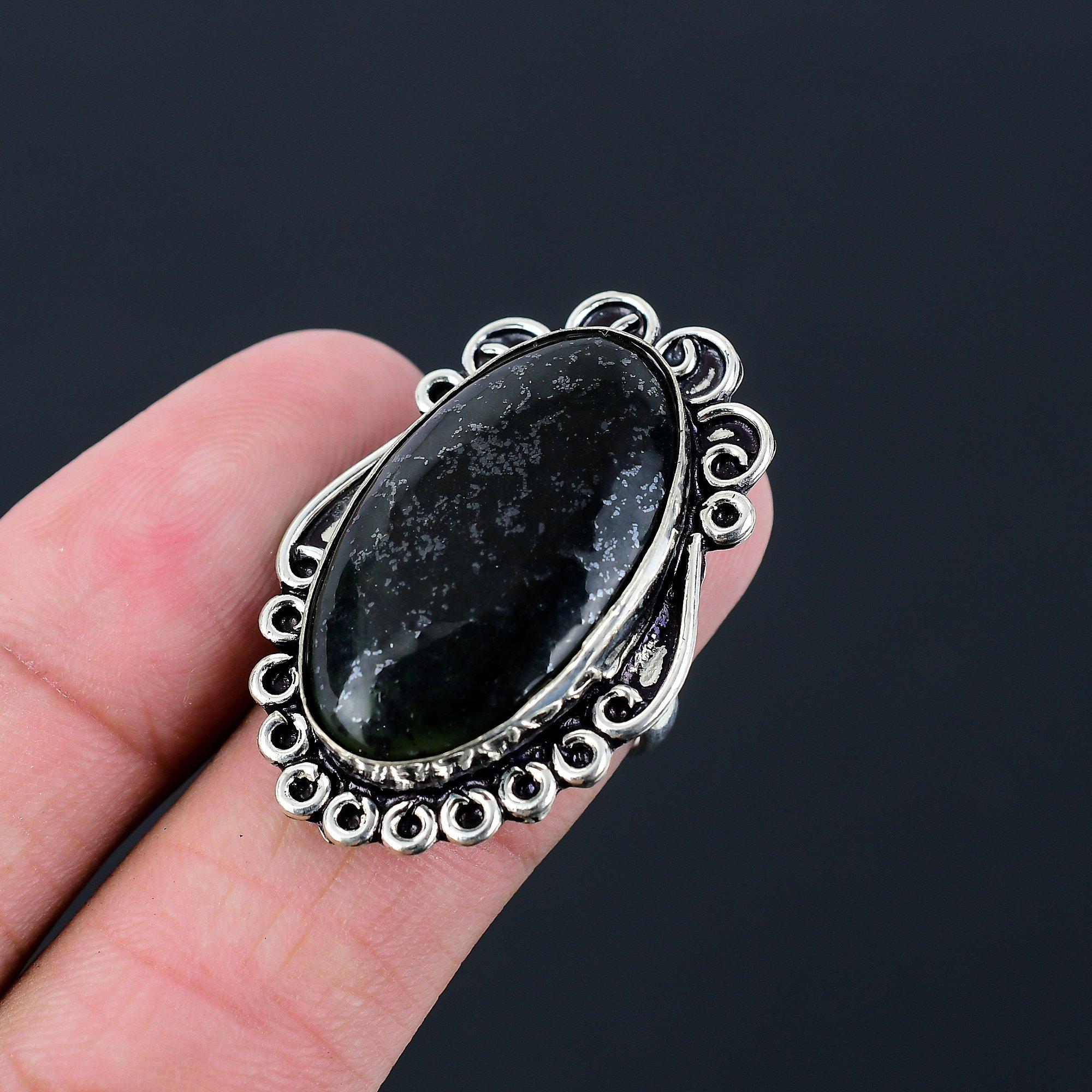 Easter Deal Nepharite Gemstone Sterling Silver Elegant Stackable Wife Ring US 8 8