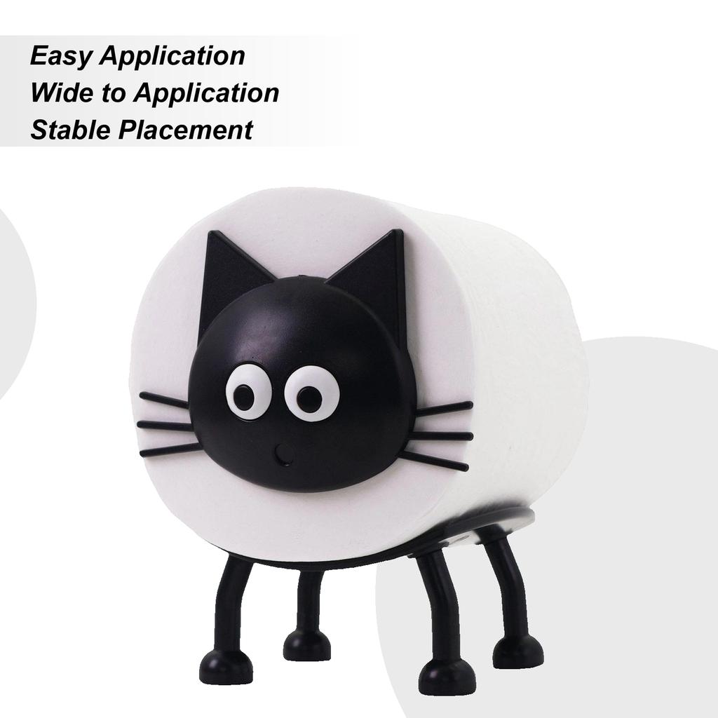 Cat Shaped Toilet Paper Holder 3D Funny Cat Tissue Roll Stand Free Standing Toilet Paper Stand Bathroom Shower Decoration