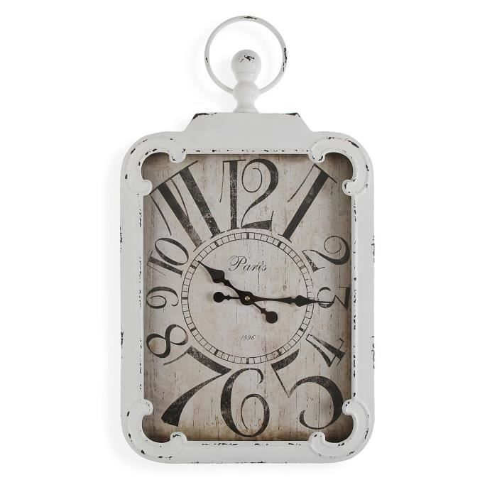 Horloge Murale - VERSA - Sedan - Métal - Blanc - Silencieuse 40cm