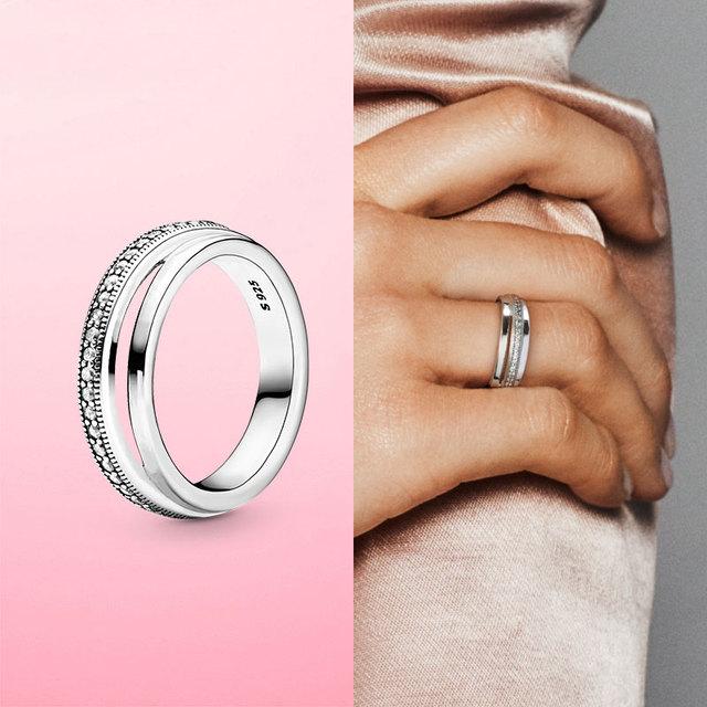 Pierścionek damski 2022 nowy srebro 925 błyszczące i polerowane linie palec serdeczny dla kobiet ślub biżuteria zaręczynowa prezent Anel