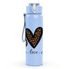 1PC Peace Love Coffee Heart Print 750ml Color Plastic Sports Water Bottle Leakproof Flip Straw Lid Suitable for Sports Office Home Use