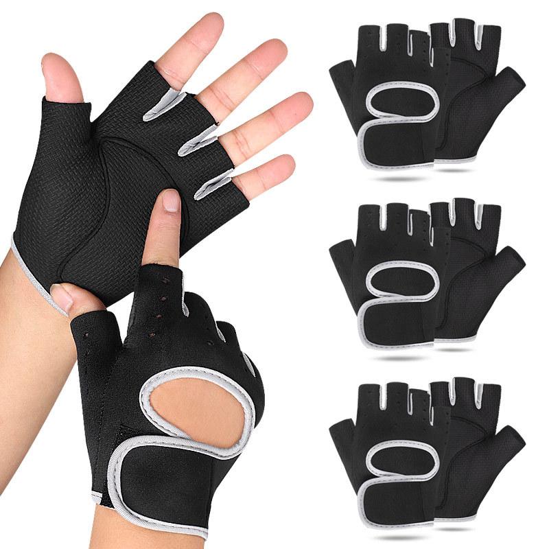 Unisex Dumbbell Equipment Horizontal Bar Exercise Wrist Guard Gym Half Finger Sports Non-slip Gloves
