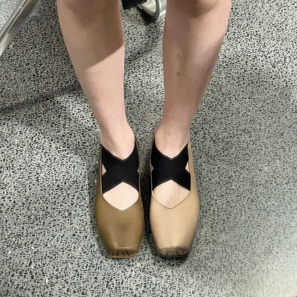 Cowhide Version~ Niche Thick Heel Leather Mary Jane Single Shoes Women's Spring British Style Small Leather Shoes Ballet Shoes High Heels