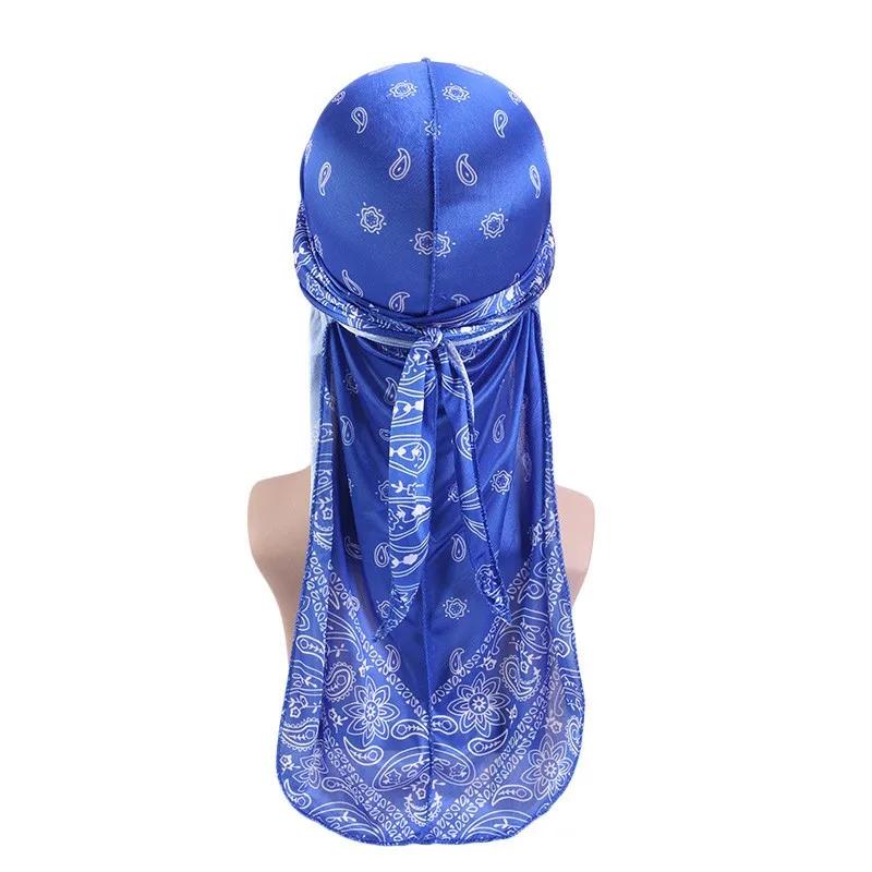 Unisex Adult Satin Long Tail Doo Rag Durag Bandanas Cap Pirate Hat Turban Men Hip Hop Headband Biker Headwrap Women Headwear