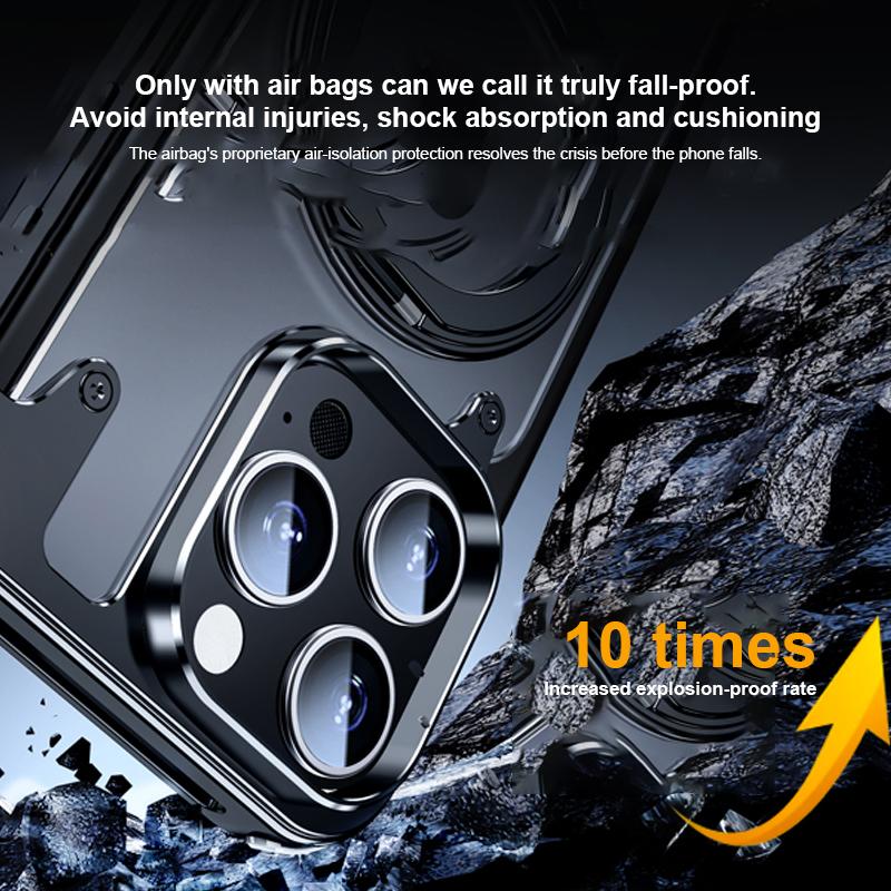 360 Degree Phone Case with Finger Ring Holder Anti-Collision Light Weight Phone Cover Metal Bumper for iPhone 15 Pro Max