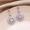 French Style Sunflower Zircon Earrings - Elegant Round Design for Weddings & Christmas Gifts