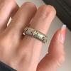 Pravé Sterlingové Stříbro 18K Zlato Zirkon Hvězda Kulatý Otevírací Prsteny pro Ženy Vintage Jemné Lehké Luxusní Doplňky