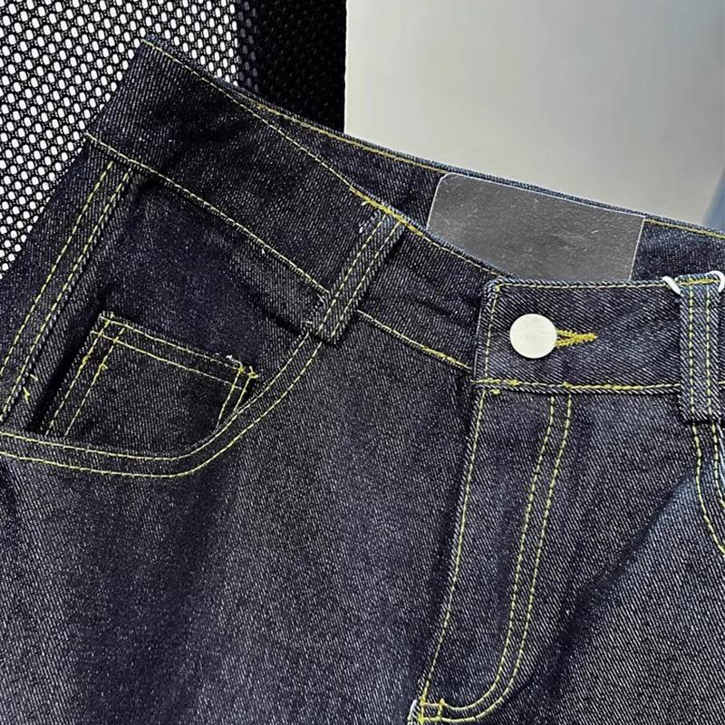 Vintage Leopard Print Splices Straight Leg Jeans Female High Waist Loose Pocket Denim Trousers for Women Casual Woman Pants