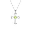Gothic Cross Necklace European Style S925 Silver Inlaid Peridot Full Diamond Clavicle Chain