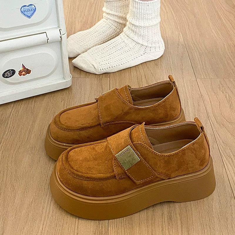 Fashion Thick-soled Matte Soft Leather Small Leather Shoes Spring and Summer 2025 New British Hong Kong Style Loafers Versatile Single Shoes