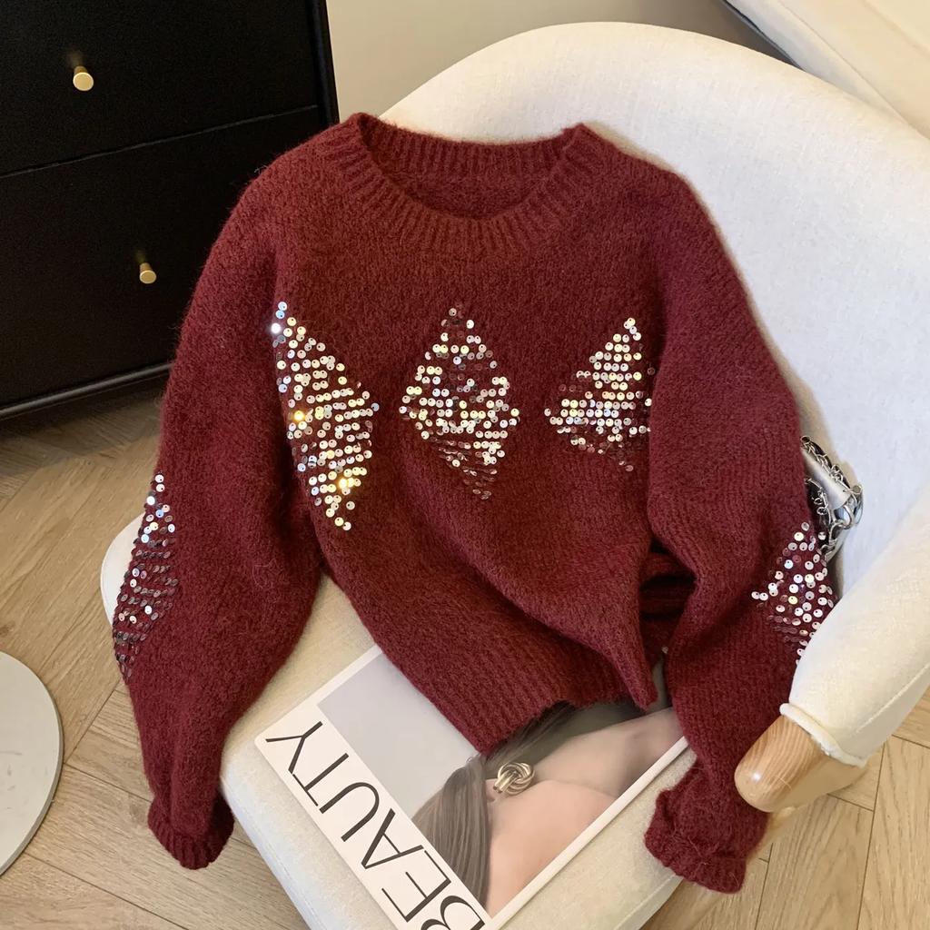 Svetr pro ženy Podzim Zima Zesílený Pulovr Teplý Pletený Pruhovaný Základní Vrstva Pružný Dlouhý Rukáv Oversize Svetr Topy