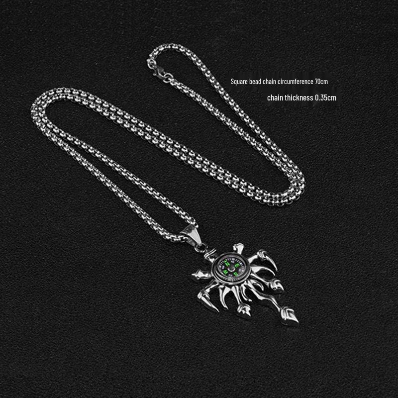 Trendy Six-Pointed Star Pendant Titanium Steel Necklace for Men & Women - Hip Hop Style Sweater Chain Jewelry.