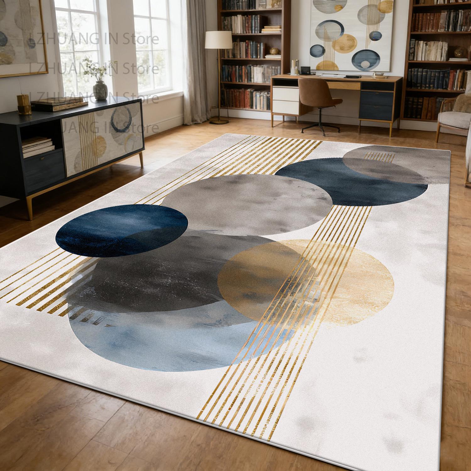 

Modern Light Luxury Art Style CARPET FOR LIVE ROOM Decoration Bedroom Washable Soft Rug Non-slip Fluffy Geometric Big Floor Mat 50x 80cm