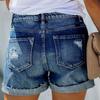 Ladies' Casual Hole  Versatile Fashionable Denim Shorts