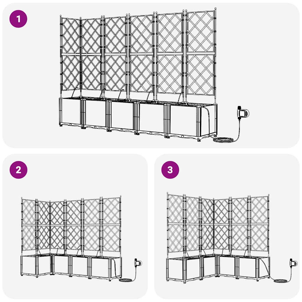 Garden Planter Set 5 Pcs Black 120 X 120 X 142 Cm Plastic