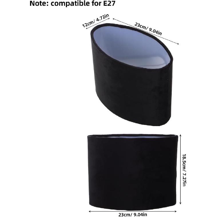 Gadpiparty E27 Oval Drum Lamp Shade Replacement - Black Silk Cloth Hardback Lampshade with Spider Clip - Transitional Style for Table & Floor Lamps -