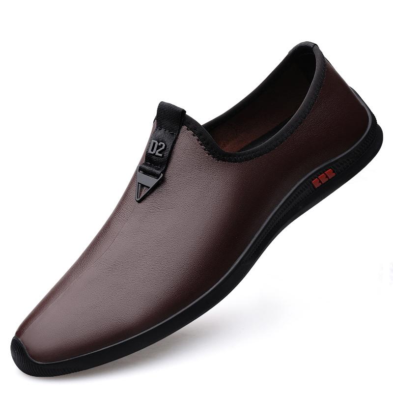 Fashion Luxury Brand Spring Loafers Adult Men Genuine Leather Business Dress Leather Shoes Pointed Soft Soled Comfortable Wedding Shoes