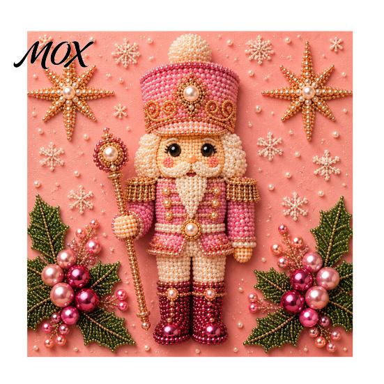 Educational Hands-on Toys Nutcracker Faux Pearl Art Kit, Painting DIY Kit with Pre-Framed Projects for Seniors Canvas, 3D Christmas Wall Craft Adults,