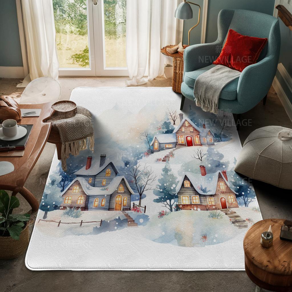 House Entrance Carpet Home Door Mat Living Room Bath Foot Bathroom Non-slip Water Absorption Rugs Bath Merry Christmas Winter