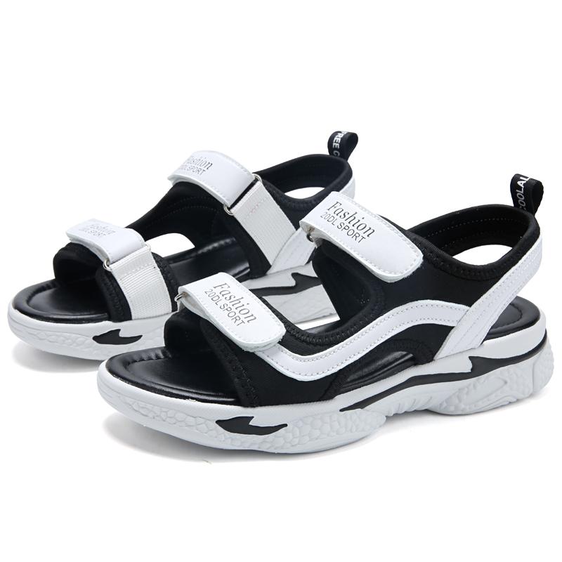 

Летние детские модные легкие уличные повседневные сандалии, женская пляжная обувь, тапочки 40 белый/чёрный