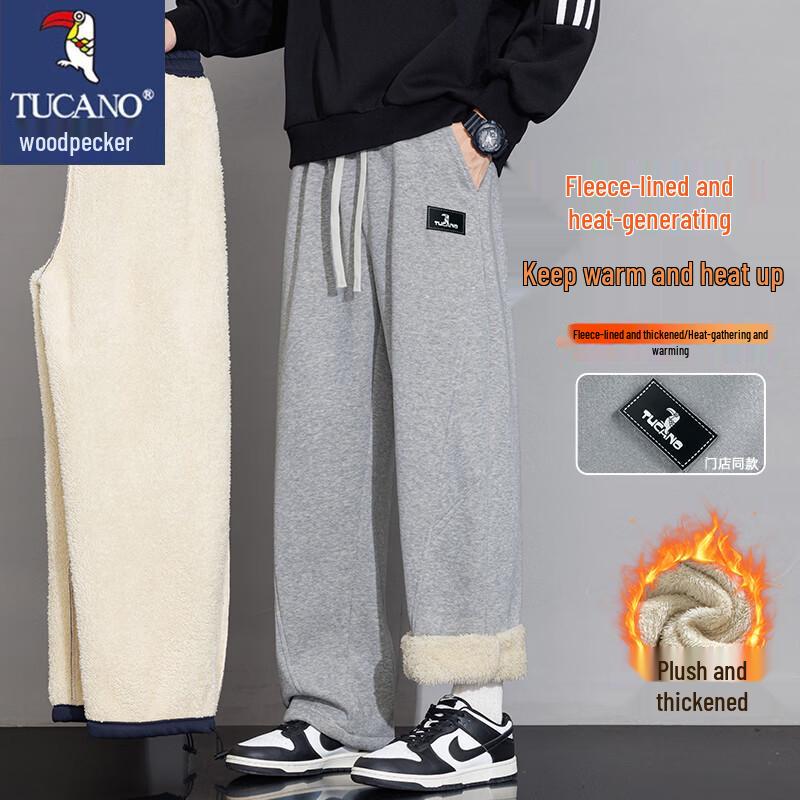 TUCANO Men's Winter Fleece-Lined Straight Casual Pants