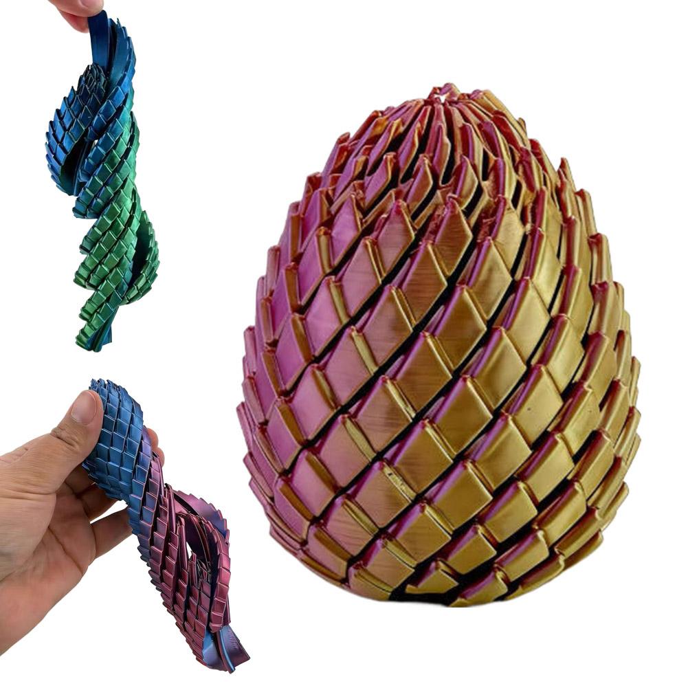 3D Printed Dragon Egg Stress Toy Articulated Stretching Sensory Fidget Toy Deformable Dragon Egg Gift for Kids Adult Fidgets
