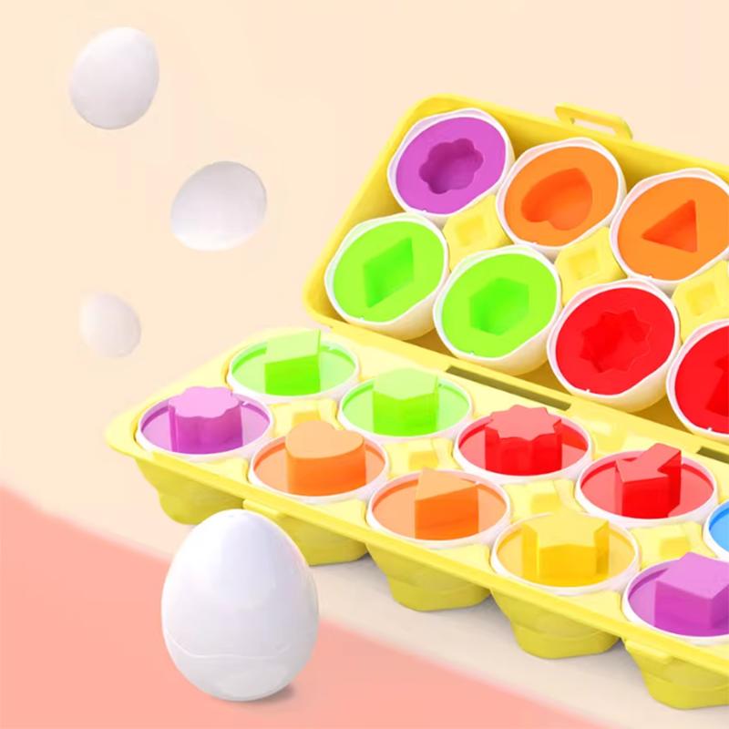 Uovo giocattolo per l'educazione precoce per bambini, uovo da accoppiare, puzzle, uovo rotante, abbinamento colori, giocattolo uovo