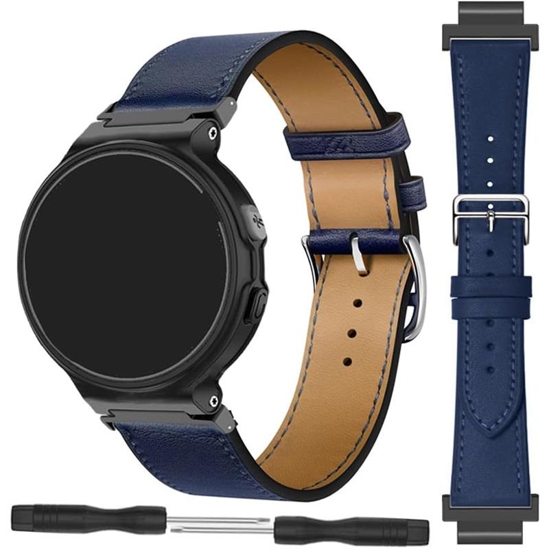 Leren band voor Garmin Forerunner 235 735 XT 230 220 630 620 stikkleur horlogeband voor Approach S20 S6 polsband armband metalen connectoren