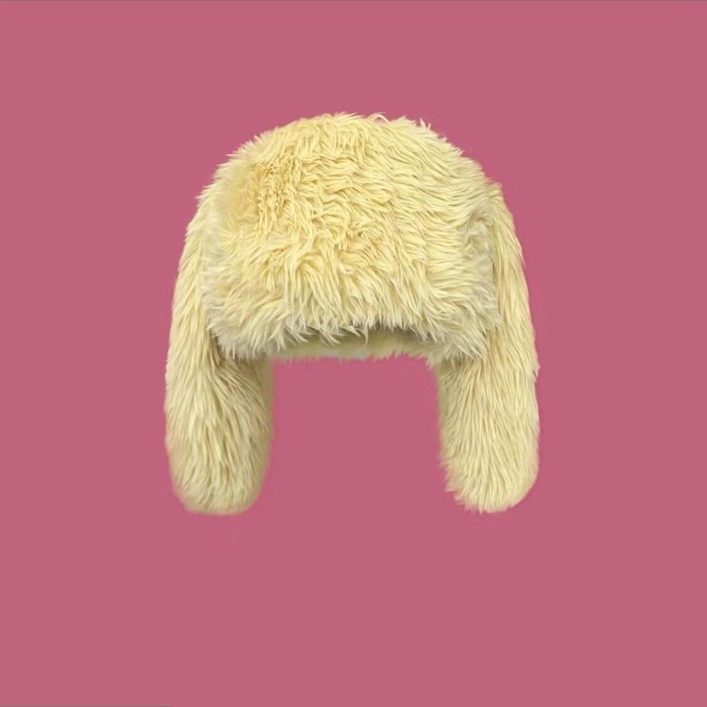 Y2K Rabbit Ears Plush Hats Cute Girls Winter Beanie Pullover Cap Women Lolita Thickened Warm Funny Party Pography Fleece Hats
