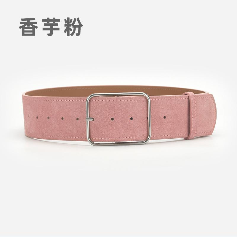 

Доступний новий ретро-чохол Four Seasons Жіночий матовий замшевий шкіряний ремінь зі шкіряним декором і пальто-сукня. 105cm