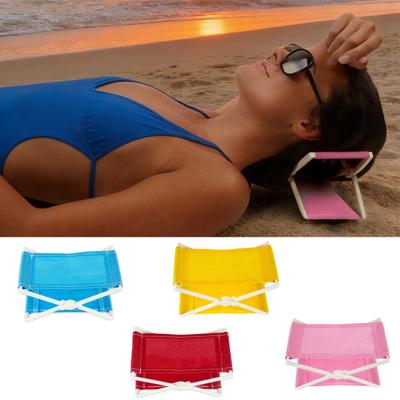 Tetieră șezlong de plajă vintage, pernă de plajă pliabilă de exterior, portabilă, ușoară, compactă, cadru X, suport pentru cap pliabil