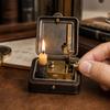 Mechanical Candle Box, 19 Century Vintage Wind-Up Pocket Igniter & Candle Holder, Retro Brass Victorian Flame Igniter Candle Box with Mechanical Riser