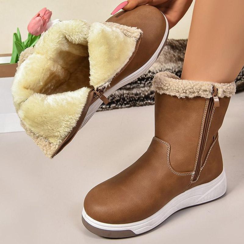 Fashion Fashion Women Snow Ankle Boots Leather Shoes 2024 Winter Trend New Fur Warm Cozy Woman Boots Casual Walking Cotton Botas Mujer