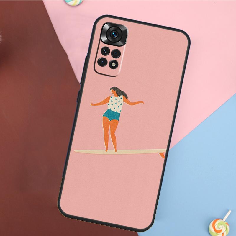 Surfboard Surfing Surf Girl Cover For Xiaomi Redmi Note 14 13 12 9 10 11 Pro 9S 10S 11S 12S Redmi 14C 10C 12C 13C Case