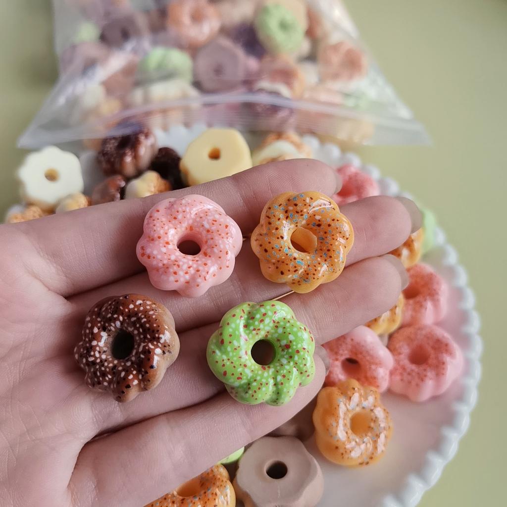 Cute 21mm Doughnuts Series Mini Food Charms Flat Back Resin Scrapbooking DIY Jewelry Craft Decoration Slime Accessories