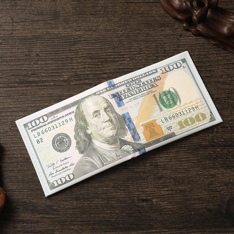 Men's Creative Wallet: Currency Print Canvas Card Holder, Customizable Designs Available