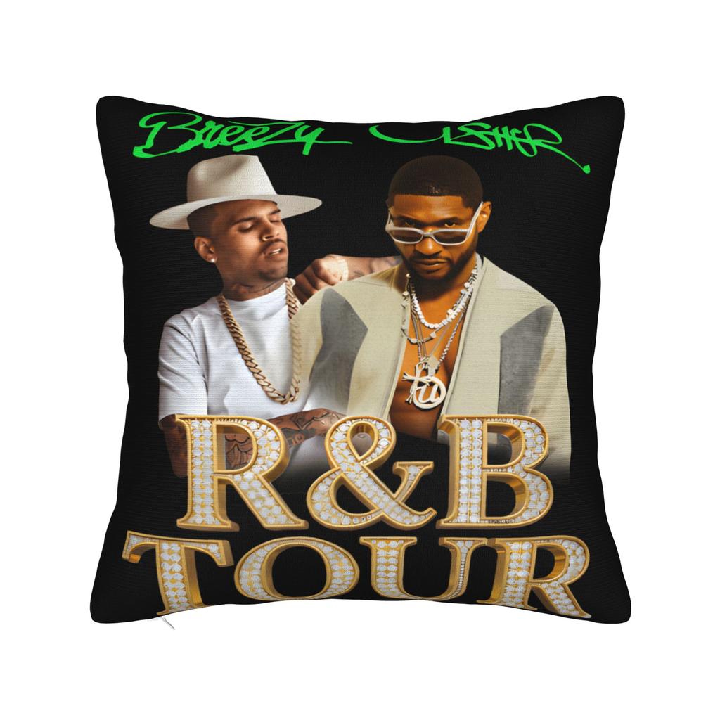 Decorative Pillowcase Chris Brown Usher RB Tour Merch Home Pillow Case Cover Drop Shipping MultiSize