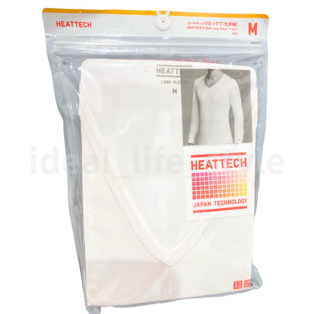 

UNIQLO HEATTECH V-Neck Long-Sleeve T-Shirt S-4XL 9/10 Sleeves Men 479440 NWT XXL білий