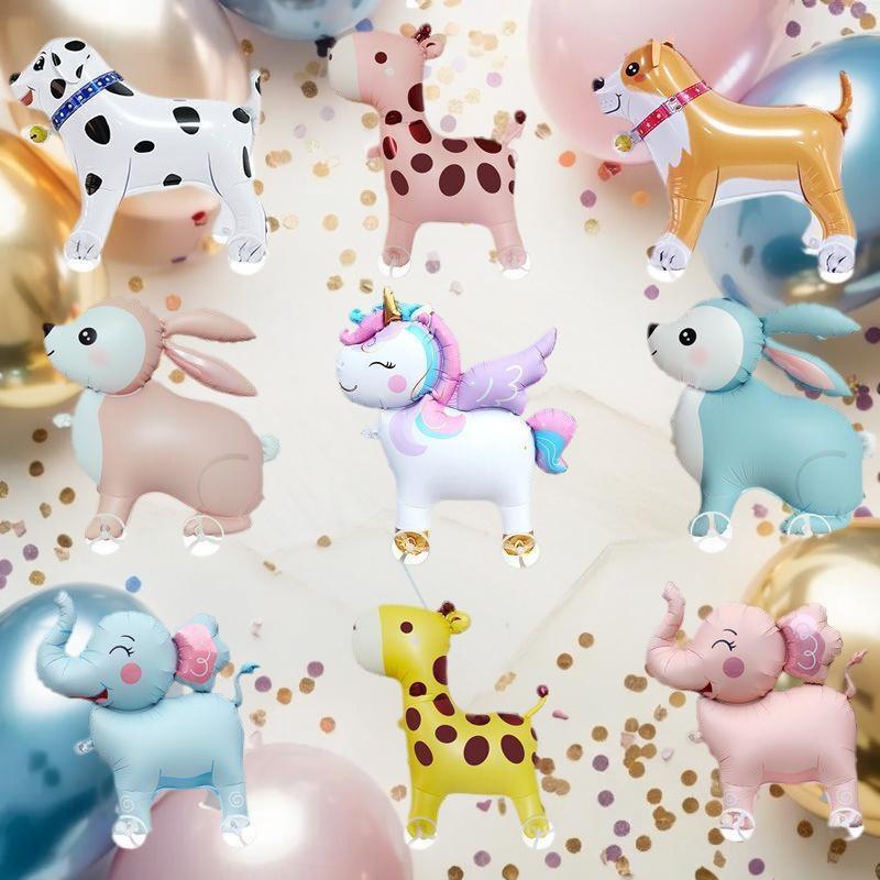 HUAHUAElephant Inspired Standing 4D Glow Foil Balloons with Wheels for Child's Birthday and Baby Shower DecorationsHUAHUA