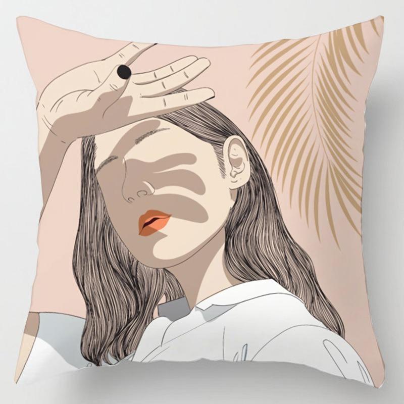 

Квадратная подушка Подушка для дивана в гостиной Подушка с простыми персонажами Наволочка для спальни Подоконник Эркер 40x40cm