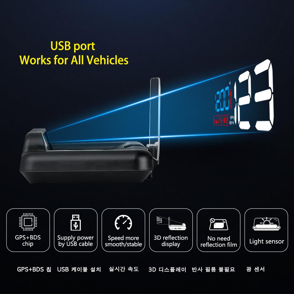 C500 OBD2 T900 GPS HUD Car Head-Up Display OBD Windshield Projector Speedometer Digital Auto Accessories Automotive Electronics