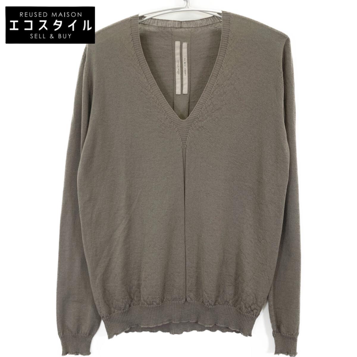 

Rick Owens 19FW Коричневый пуловер с V-образным вырезом LARRY Вязаные топы Не указано Коричневый Б/у