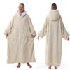 Wearable Blanket Hooded Robe for Women and Men Oversized Winter Warm Flannel Sweatshirt Blanket Hoodie Thick Fleece Blanket with Sleeves and Pocket