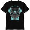 Pug T Shirt Headphones Glasses Graphic Tee Funny Dog Music DJ Hipster Pet Top