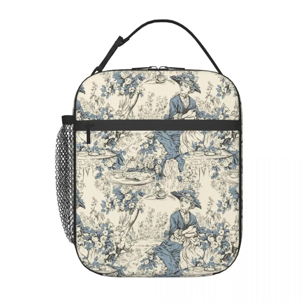 Toile De Jouy Vintage France Lady In Garden Thermal Insulated Lunch Bags 18th Centurey French Art Thermal Cooler Lunch Box