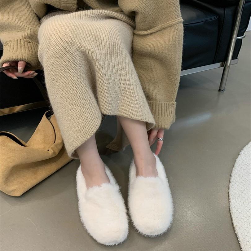 Gentle Fairy, the Height Increases by 5cm In the Wind, Fluffy Shoes, Women Wear Thick-soled Cotton Single Shoes In Autumn and Winter